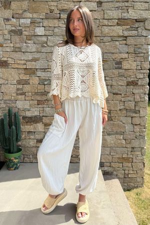 Laundry B Avery Crochet Top Vintage Cream - 
